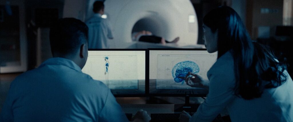 Healthcare professionals reviewing medical scans with Samator Group medical gas
